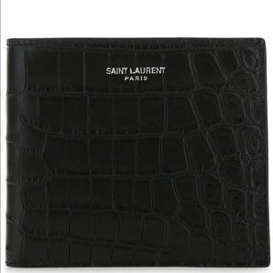 NWT YSL Saint Laurent Crocodile Mens Wallet - Authentic
